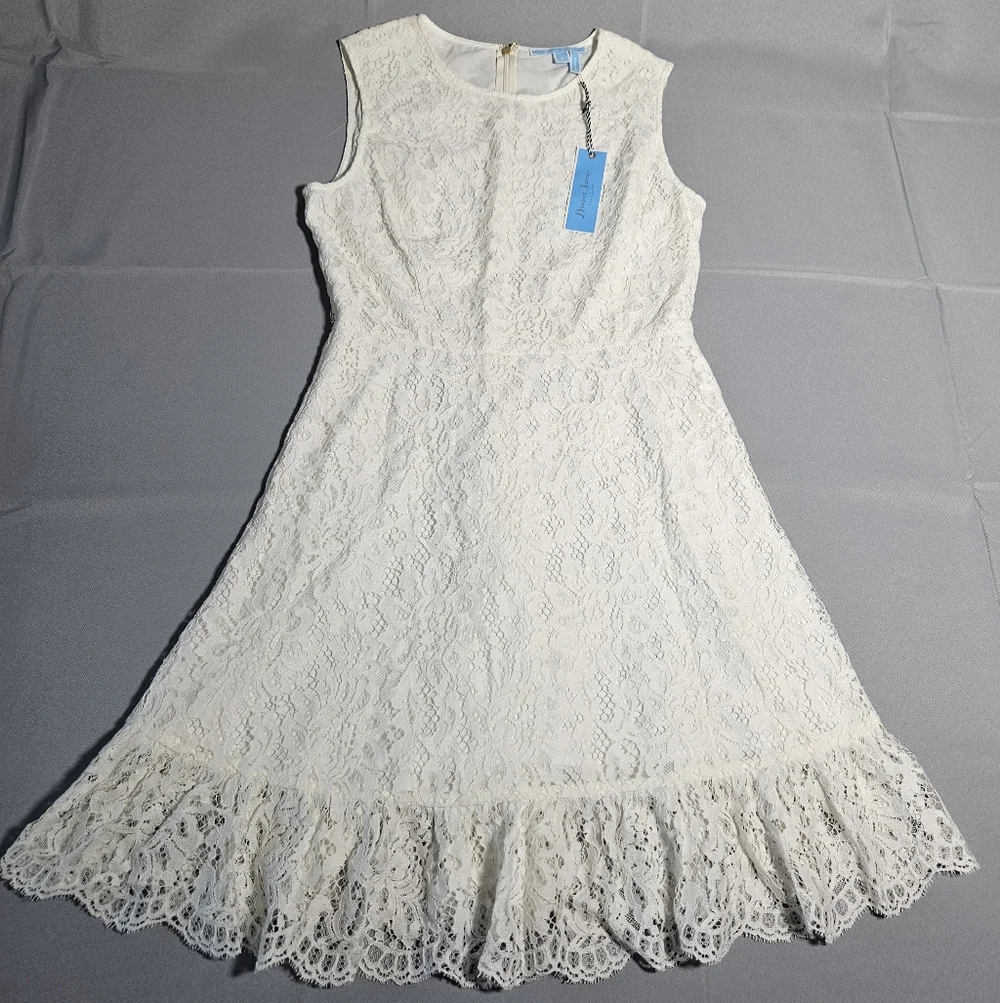 Draper James Lace Trim Sleeveless White Romantic Midi Sz 8 Wedding Boho NWT - Picture 8 of 9
